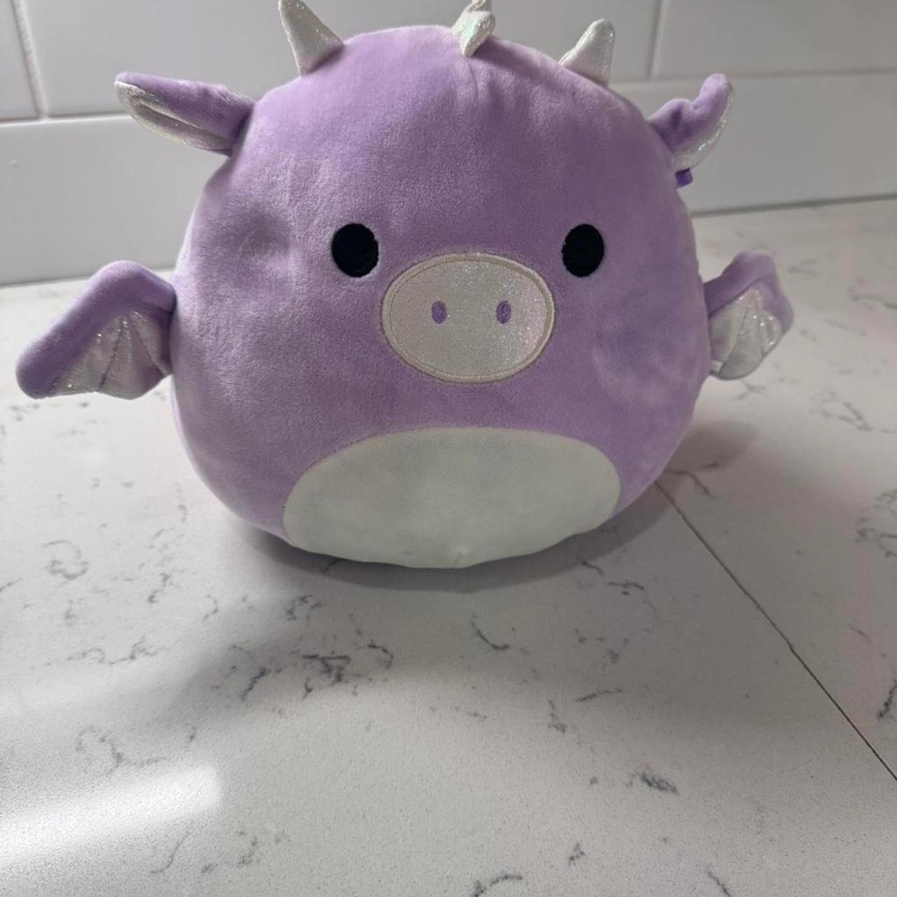 Squishmallows Dina the Purple Dragon Silver Sparkle Wings Horns Plush Toy